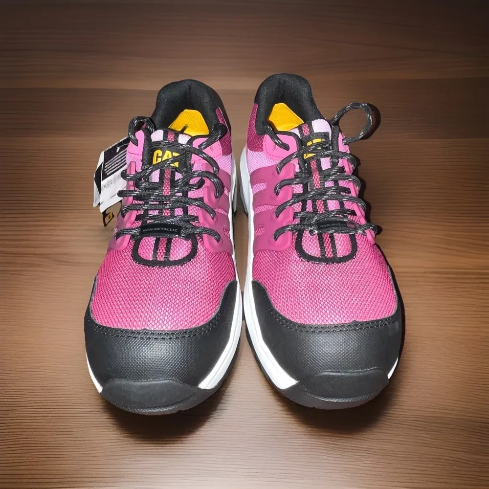 Women's Sz 7W Cat Streamline Composite Toe Shoe Pink & Black Tennis Shoes‎